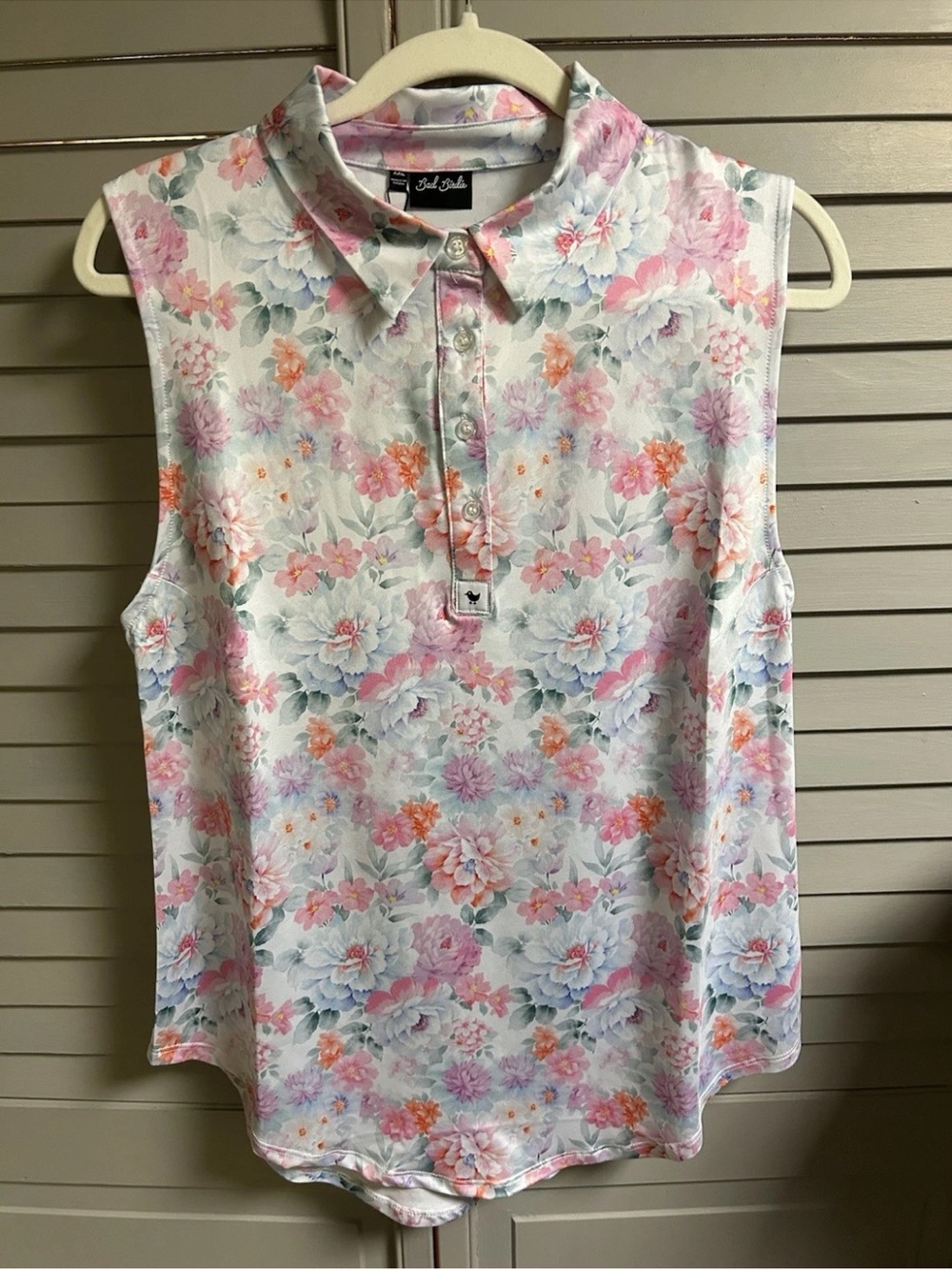 Bad Birdie Women’s XXL Sleeveless Polo Top - Pastel Multi NWT